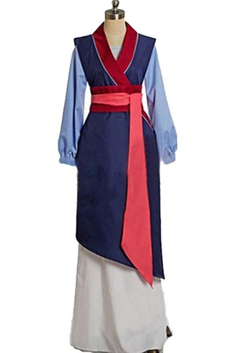Mulan Cosplay Princess Blue Dress High Quality Costume for Women/&Kids