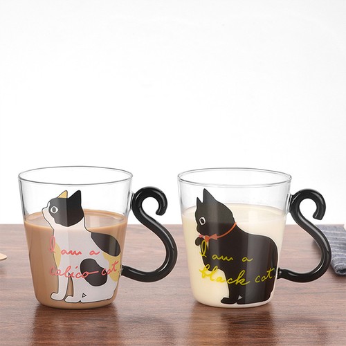 300ML Cat Glass Heat Resistant Mug Tea Milk Coffee Beer Juice Cup With Handle US