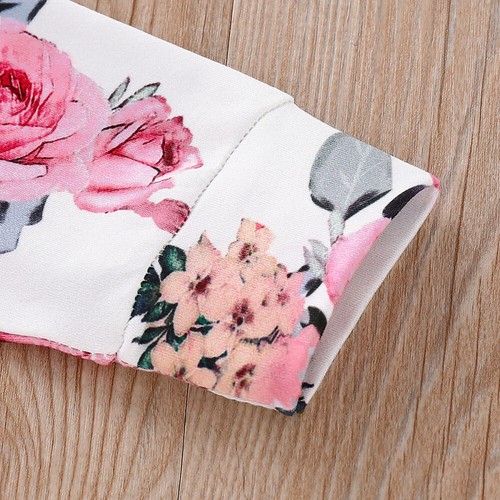 2019 Baby Girl Fly Sleeve Romper Bodysuit Jumpsuit Infant Floral Outfits Clothes