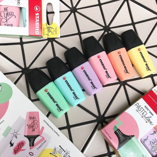 Stabilo Boss Original mini Pastel wallet 6 Assorted Highlighters Marker colours