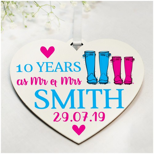 PERSONALISED 1st 2nd 10th 50th Wedding Anniversary Welly Boots Gifts ANY Year