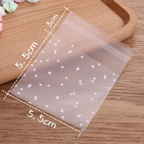 100 X Polka Dot Self Adhesive Cookie Candy Gift Bags Wrapper Cellophane Birthday