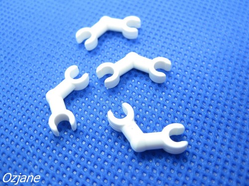 LEGO Part 93609 blanc bras squelette Bent avec Clips Horizontal Grip X4 pièces