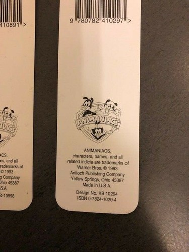 1993 Warner Brothers Animaniacs Book Marks Set of 4