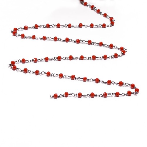 Read Hydro 3mm Rondelle Faceted Beads Black Plated 1-20 Fut Rosary Chain S332