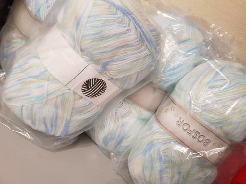 Azul Verde Blanco Bebé 4PLY//Fina DK Hilo L @ @ K