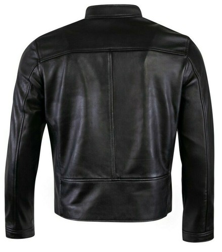 Men Genuine Real Leather Jacket Slim Fit Vintage Biker Jacket Black Moto New