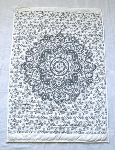 Handmade Baby Quilt Reversible Blanket Bedspread Cotton Mandala Block Print