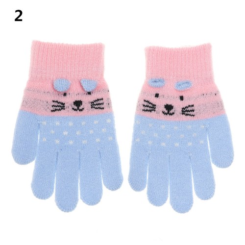 New 0-3 Years Old Cute Cartoon Cat Baby Kid Gloves Winter Knit Newborn Mittens