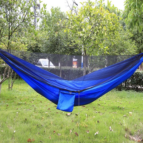 290 x 140cm Outdoor Hammock Swing with Integrated Mosquito Curtain Bugs Net V1G4
