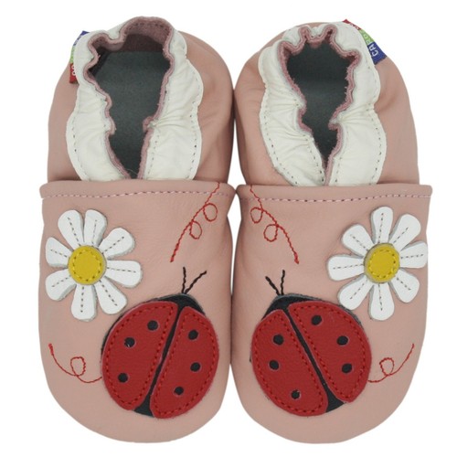 carozoo ladybug flower pink 2-3y new soft sole leather toddler shoes