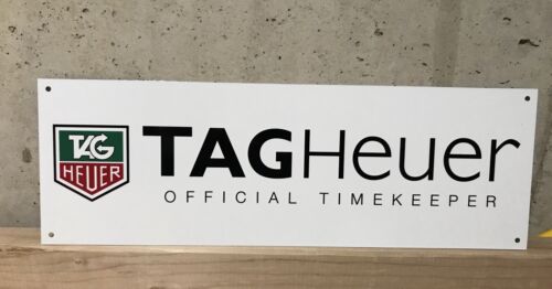 White 18" long Tag heuer  official timekeeper F1 Racing Garage Sign