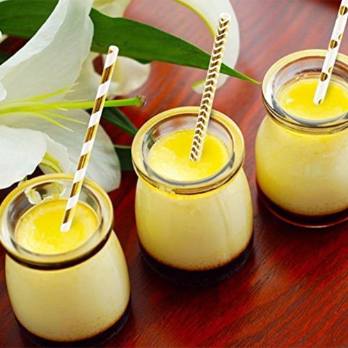 25 PCS Gold Silver Paper Retro Vintage Party Drinking Straws Birthday Wedding US