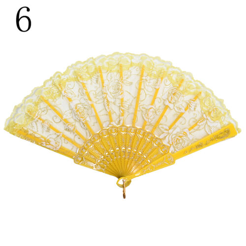 Chinese Style Dance Party Wedding Lace Folding Hand Held Flower Fan 9UK vbuk