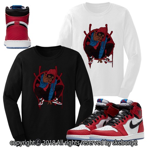 CUSTOM T SHIRT MATCHING STYLE OF Air Jordan 1 High OG Spider-Verse JD 1-33-6-L