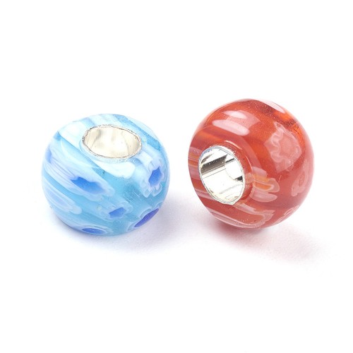 10pcs Handmade Millefiori Lampwork Verre Perles Européen Blotter Charms 10 ~ 11 mm