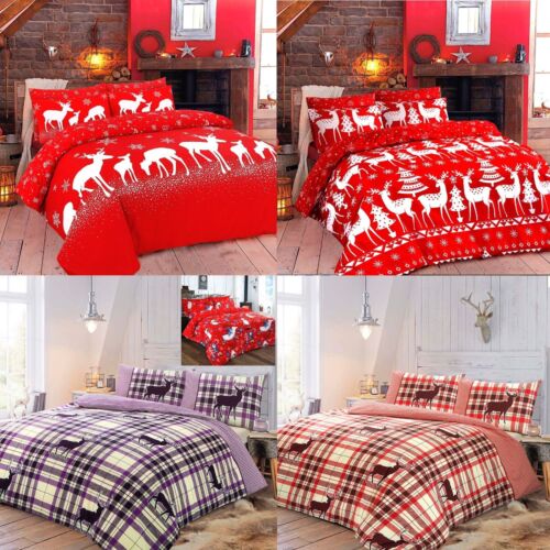 Christmas Tree Reindeer Snowman Xmas Stag Quilt Cover Duvet Cover Bedding Set