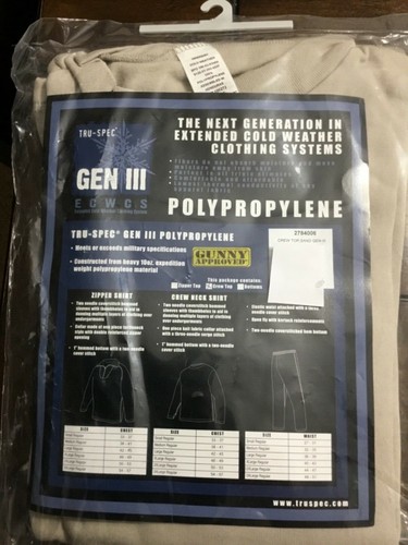 Sand 2XL 1 top /& 1 Bottom TruSpec ECWCS Generation III polypropylene Set