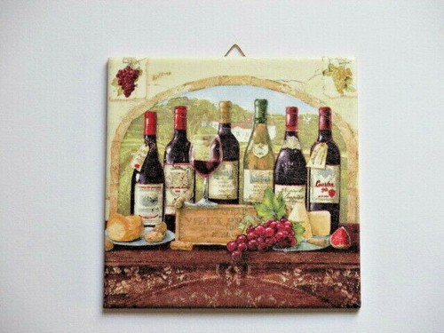 Deko-Wandbild-Fliesenbild /" Wein Deko Geschenkidee Rotwein Vino /" Bild