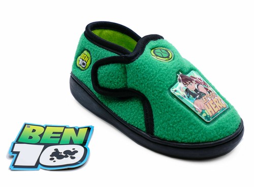 BOYS INFANTS KIDS BEN 10 GREEN COMFY SLIPPERS CHILDRENS NOVELTY GIFT SHOES 4-8