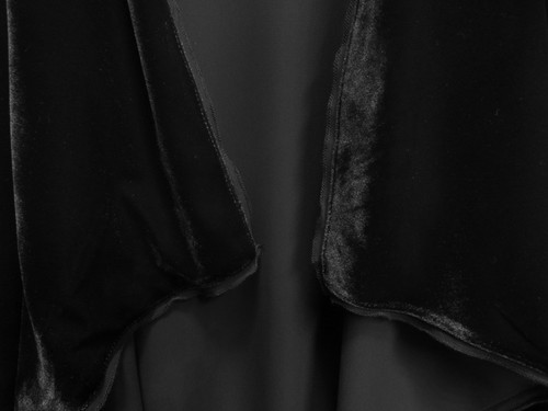 LONG BLACK OPEN DRAPE FRONT VELOUR CHIFFON CARDIGAN VEST TOP W//POCKETS~2X~3X~NEW