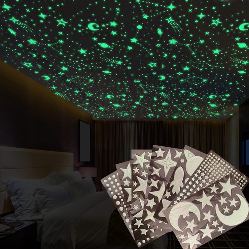 Luminous Moon Star Wall Sticker Glow in the Dark Home Art Kids Room Decor DIY