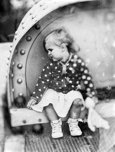 Old Photo Cute Girl with Rag Doll