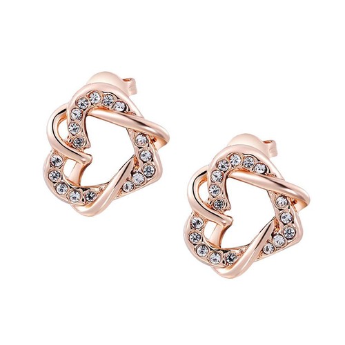 Rose Or Paire Clous Boucles D/'oreilles Femmes Pattern de Coeur Bijoux Mode