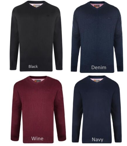 New Mens Long Sleeve V-Neck  Branded Pullover 100/% Cotton Jumper Sweater Top