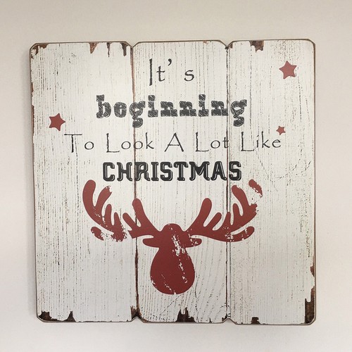LRG bois flotté style Renne De Noël Décoration Wall Hanging Sign Plaque Signe