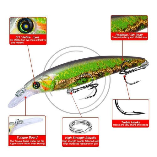 Fishing Bait Simulation Fish Artificial Lure Tackle Spinner Hook Hard Hot M P1K9