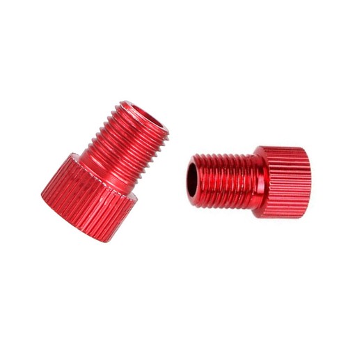 2 Red Presta To Schrader Cycles Bike Wheel MTB Tyre Valve Pump Adapter Converter