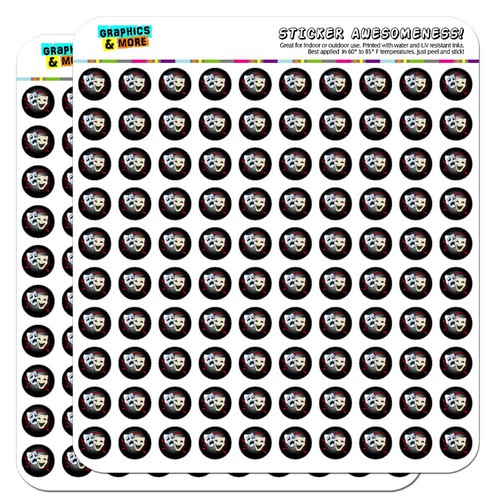 Drama Comedy Tragedy Masks Theater 0.5/" Scrapbooking Crafting Stickers