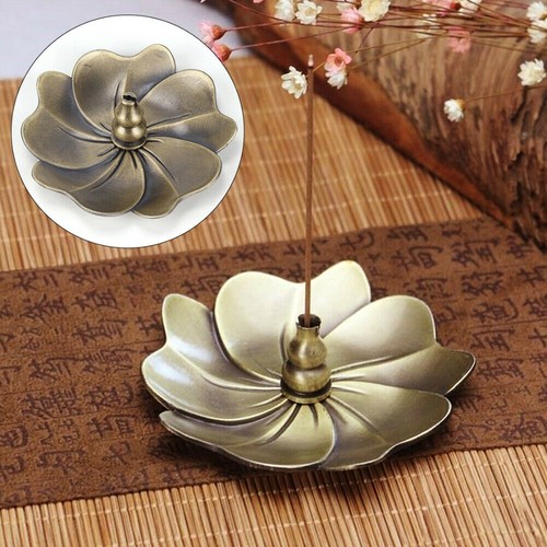 Alloy Incense Burner Stick Holder Plate Buddhism Coil Lotus Censer Home Decor