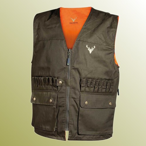 ██▓▒░ North Green-Orange Reversible Vest Hunting Waistcoat Hunting Pull Hunting Drift Hunting Size M-XXL