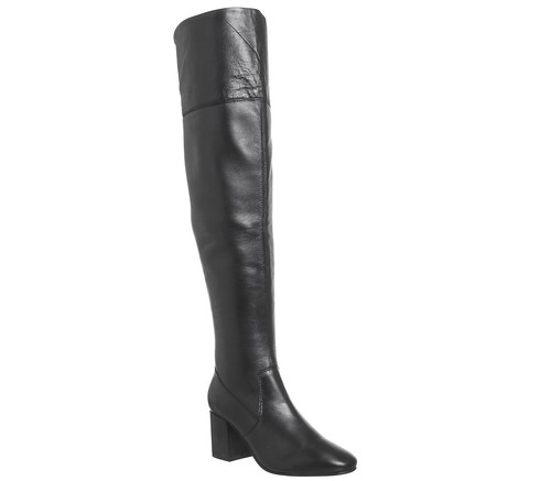 Womens Office Krissy Over The Knee Boots Black Leather Boots
