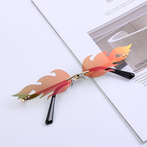 Narrow Sunglasses Wave Sun Glasses Rimless Fashion Sunglasses Fire Flame