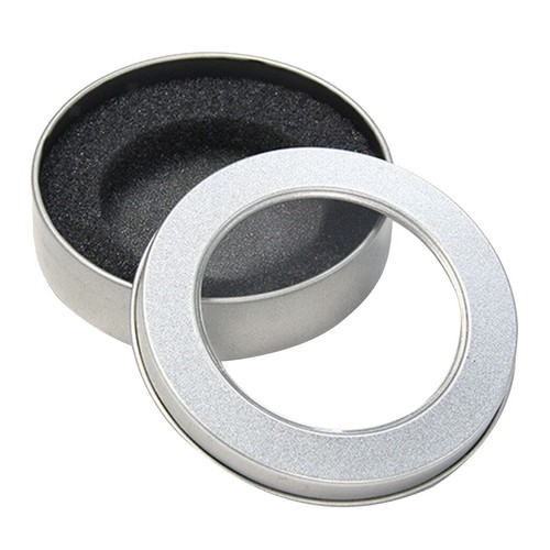 Empty Clear Top Round Silver Metal Tins for Gifts Crafts Treasures Beads