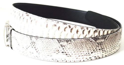 Mens Original and Unique Python Snake Skin Leather with Silver Buckle