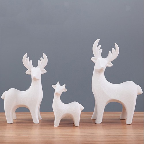 White Deer Elk Stand Statue Figurine Home Garden Tabletop Desktop Collection