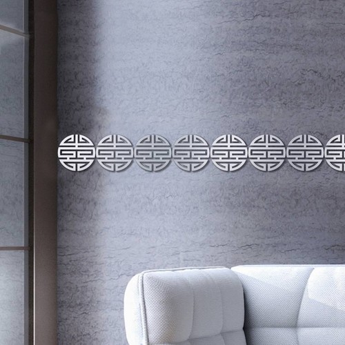 Autocollant Adhésif Mural Miroir 3D Mosaïque Stickers Rond Décor Maison