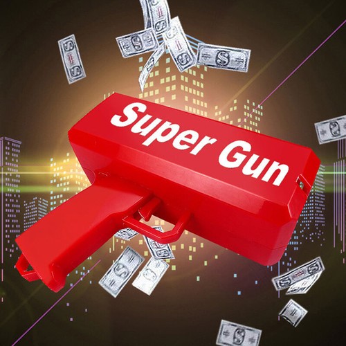 Make It Rain Money Pistol Super Gun Red Pink Toy Gift Party Toys Game 100PC Cash