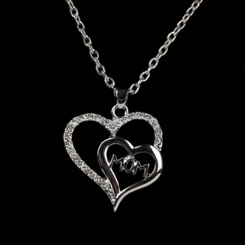 Mom Pendant Necklace Crystal Decor Mothers Day Present Women Jewelry Gift