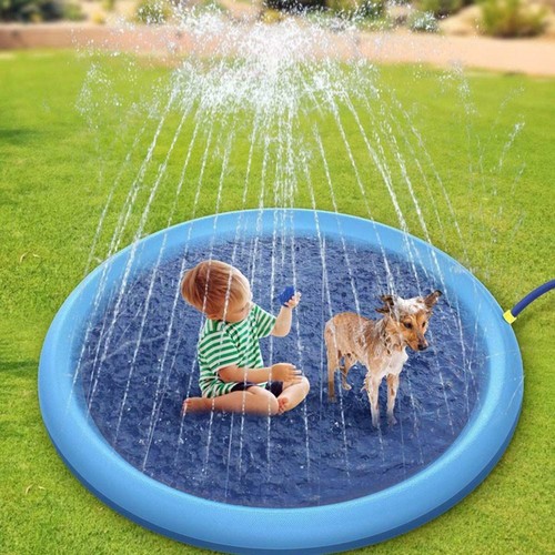 Summer Sprinkler Pad Kids Pet Dog Pool Inflatable Outdoor Play Water Mat Toys.