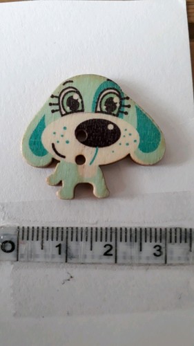 5 LARGE BLUE DOG SHAPED 2 HOLED WOODEN BUTTONS 30mx25mm IDEAL FOR ANY CRAFT