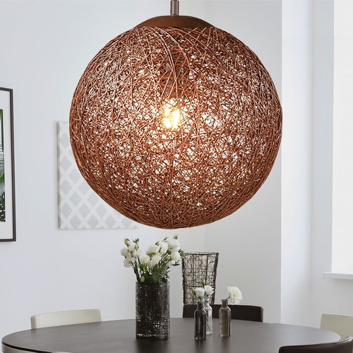 Decken Lampe Schlafzimmer Hänge Kugel Leuchte Esszimmer Flur Beleuchtung Rattan