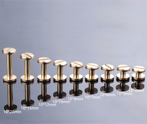 10mm Dia Solid Brass Chicago Screws Studs 4//5//6//7//8//10//12//15//20mm Binding Book