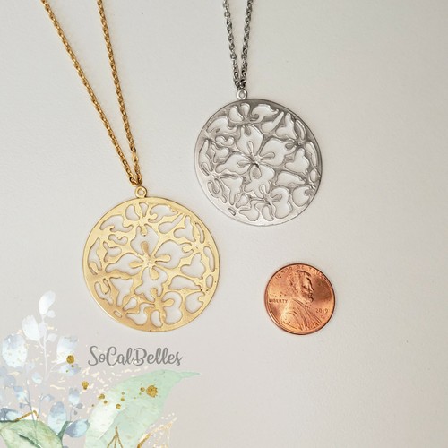 Details about / Snowflake Floral Round Pendant Everyday Jewelry Gifts ideas Minimal Necklace