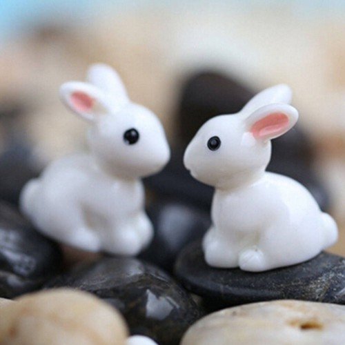 4Pc Miniature lapins blancs Fée Jardin Animal Ornaments terrarium Fournitures
