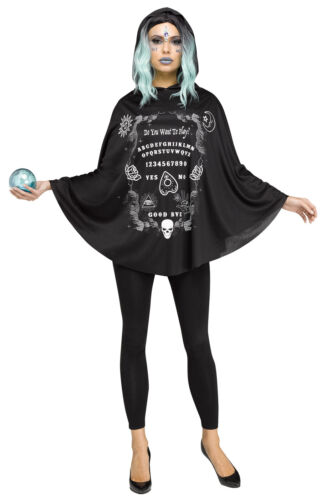 Ouija Spirit Board Womens Adult Witch Halloween Hooded Costume Poncho